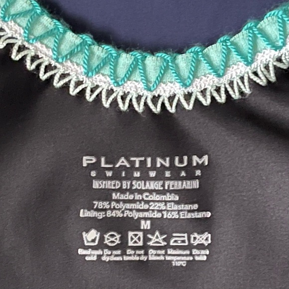 Platinum Inspired by Solange Ferrarini Women Crochet Trim OnePiece Navy Swimsuit - Picture 13 of 13